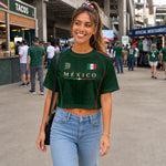 Custom Women's Mexico World Football Jersey Crop Tee - Personalized Birthday Gifts For Football Lovers, Sports Fans, Sports Lovers - Viva La Passion On Pitch