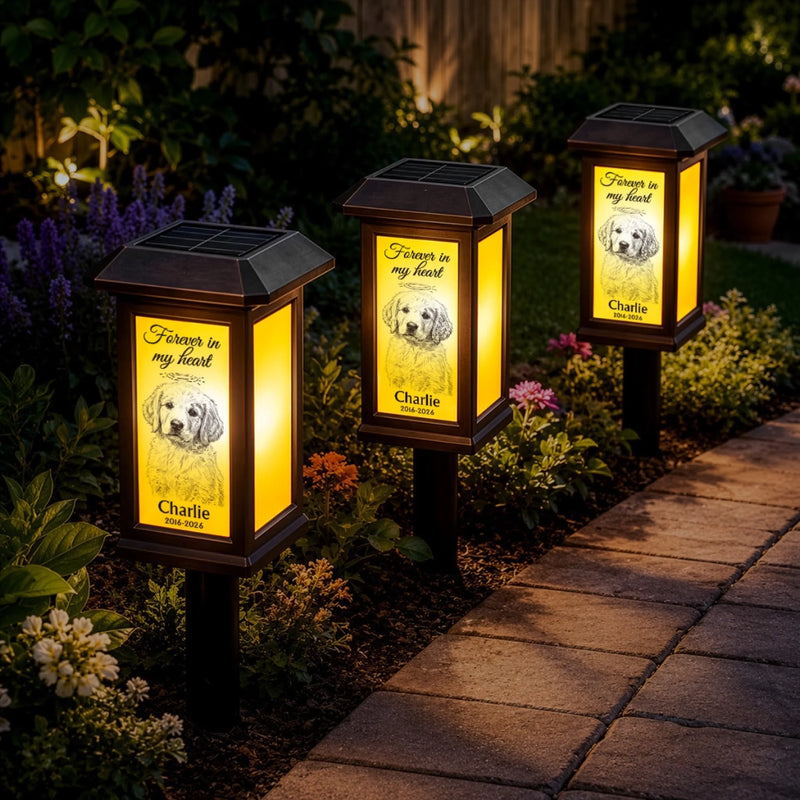 Custom Photo Solar Garden Light - Personalized Pet Memorial Sympathy Gifts For Dogs, Cats - Forever My Best Friend
