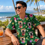 Custom Photo Unisex Tropical Hawaiian Aloha Shirt - Personalized Summer Vacation And Travel Gifts For Dog Cat Lovers, Dog Dad And Mom, Cat Owners - Sun Sand And Paws