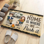 Custom Home Decor Decorative Mat - Personalized Anniversary Wedding Camping Gifts For Campers, Husband And Wife, Him And Her - Home Is Where We Park It
