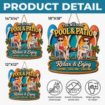 Custom Poolside Wood Sign - Personalized Summer Vacation And Travel Gifts For Husband And Wife, Him And Her - Partners In Prime Poolside Laziness