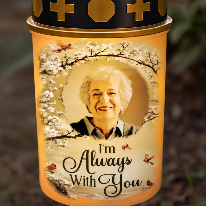 Custom Photo Solar Stake Lights - Personalized Memorial Sympathy Gifts For Loss Of Mom, Dad - Your Memory Shines On