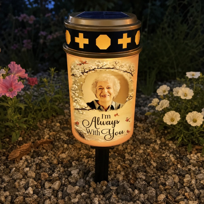 Custom Photo Solar Stake Lights - Personalized Memorial Sympathy Gifts For Loss Of Mom, Dad - Your Memory Shines On