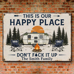 Custom Home Decor Metal Sign - Personalized Birthday Camping Gifts For Campers, Husband And Wife, Him And Her - Happy Campers Only