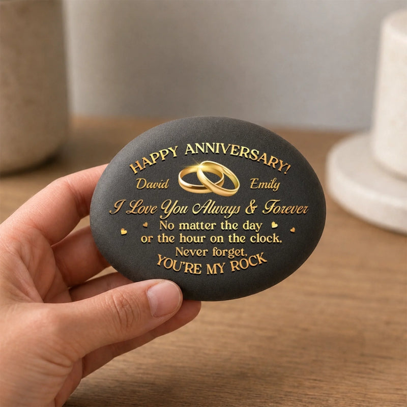 Custom Photo Double-Sided Printed Rock - Personalized Anniversary Wedding Gifts For Husband And Wife, Him And Her - Forever Looks Good On Us