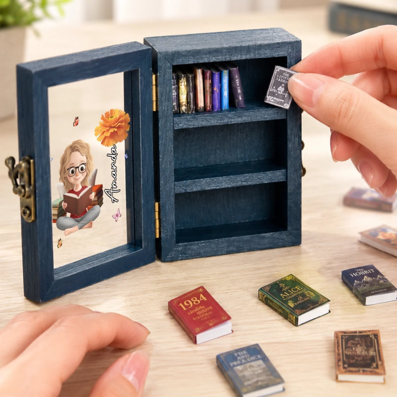 Custom Anxiety Mini Bookshelf Ornament - Personalized Bookish Gifts For Book Lovers, Bookworms, Readers - Books Before Bed