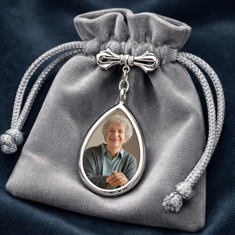 Custom Photo Teardrop Pin - Personalized Memorial Sympathy Gifts For Brides - Carried In My Heart Always