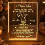 Custom Shaped 3D LED Walnut Night Light - Personalized Anniversary Wedding Gifts For Husband And Wife, Him And Her - I’d Choose You Every Lifetime