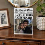 Custom Photo Building Brick Blocks - Personalized Anniversary Wedding Gifts For Husband And Wife, Him And Her - Our Love Story Is Breaking News