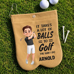 Custom Flannel Golf Ball Bag Sack - Personalized Birthday Gifts For Golf Lovers, Sports Fans, Sports Lovers - Just A Man And His Balls