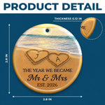 Custom Ceramic Ornament - Personalized Anniversary Christmas Wedding Gifts For Husband, Wife, Couple - Our Happily Ever After, Set In Sand