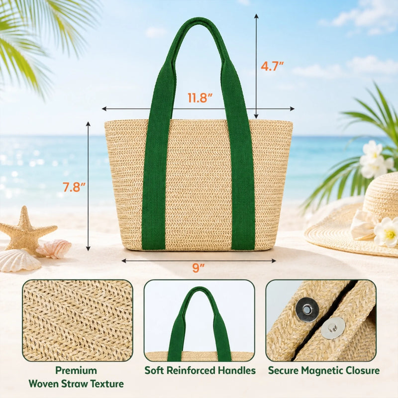 Custom Straw Bag - Personalized Summer Vacation And Travel Gifts For Women, Besties, Sisters, BFF - Hello Summer Vibes