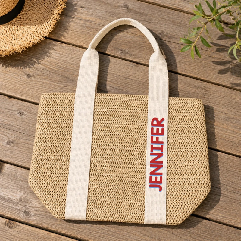 Custom Straw Bag - Personalized Summer Vacation And Travel Gifts For Women, Besties, Sisters, BFF - Hello Summer Vibes