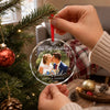 Custom Photo Our First Christmas As Mr & Mrs - Couple Personalized Custom Circle Glass Ornament - Christmas Gift For Husband Wife, Anniversary, First Christmas