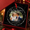 Custom Photo Our First Christmas As Mr & Mrs - Couple Personalized Custom Circle Glass Ornament - Christmas Gift For Husband Wife, Anniversary, First Christmas