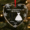 Custom Heart Glass Ornament - Personalized Anniversary Christmas Wedding Gifts For Husband And Wife, Him And Her - Our First Christmas As Husband And Wife