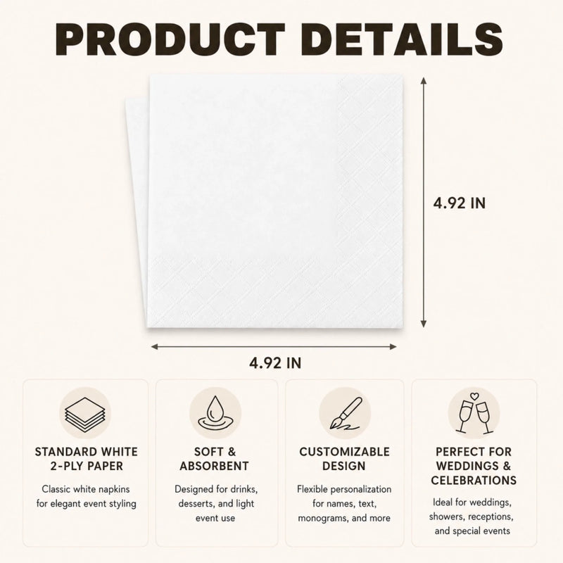 Custom Photo Cocktail Napkins - Personalized Wedding Party Favor Gifts For Guests, Adults - Toasting To Our Forever Lines