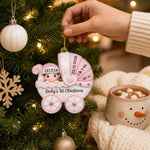 Custom Acrylic Ornament - Personalized Christmas Baby Shower, Gender Reveal Gifts For New Moms, New Dads, Grandparent - Baby’s First Christmas Joyride