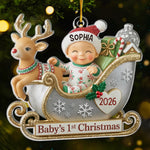 Custom Acrylic Ornament - Personalized Christmas Baby Shower, Gender Reveal Gifts For New Moms, New Dads, New Parents - Tiny Feet Big Christmas Joy