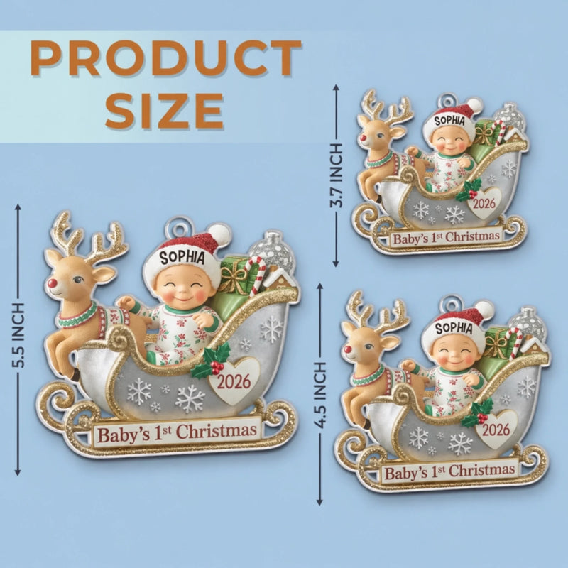 Custom Acrylic Ornament - Personalized Christmas Baby Shower, Gender Reveal Gifts For New Moms, New Dads, New Parents - Tiny Feet Big Christmas Joy