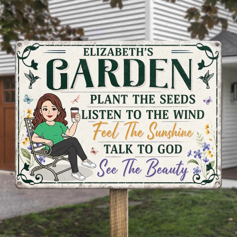 Custom Home Decor Metal Sign - Personalized  Birthday Garden Gifts For Gardeners - My Happy Place Only