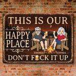 Custom Home Decor Metal Sign - Personalized  Summer Vacation And Travel Gifts For Husband And Wife, Him And Her - Campfire, Drinks And My Person