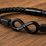 Custom Infinity Bracelet - Personalized Anniversary Wedding Gifts For Husband And Wife, Him And Her - Locked In Forever