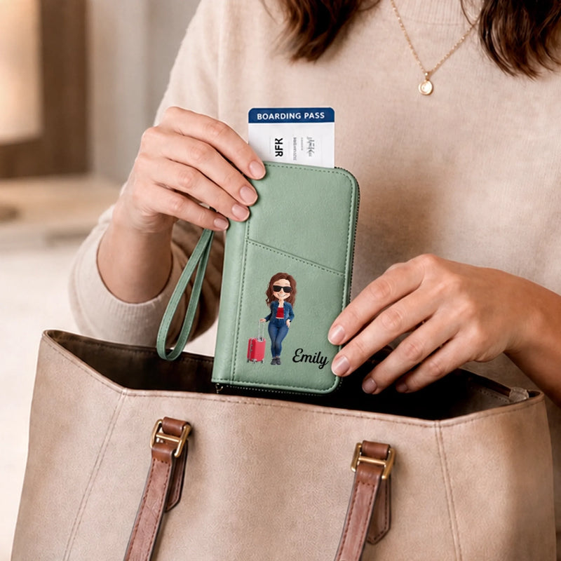 Custom Passport Holder Wallet - Personalized Summer Vacation And Travel Gifts For Women, Men - Adventure Starts Now