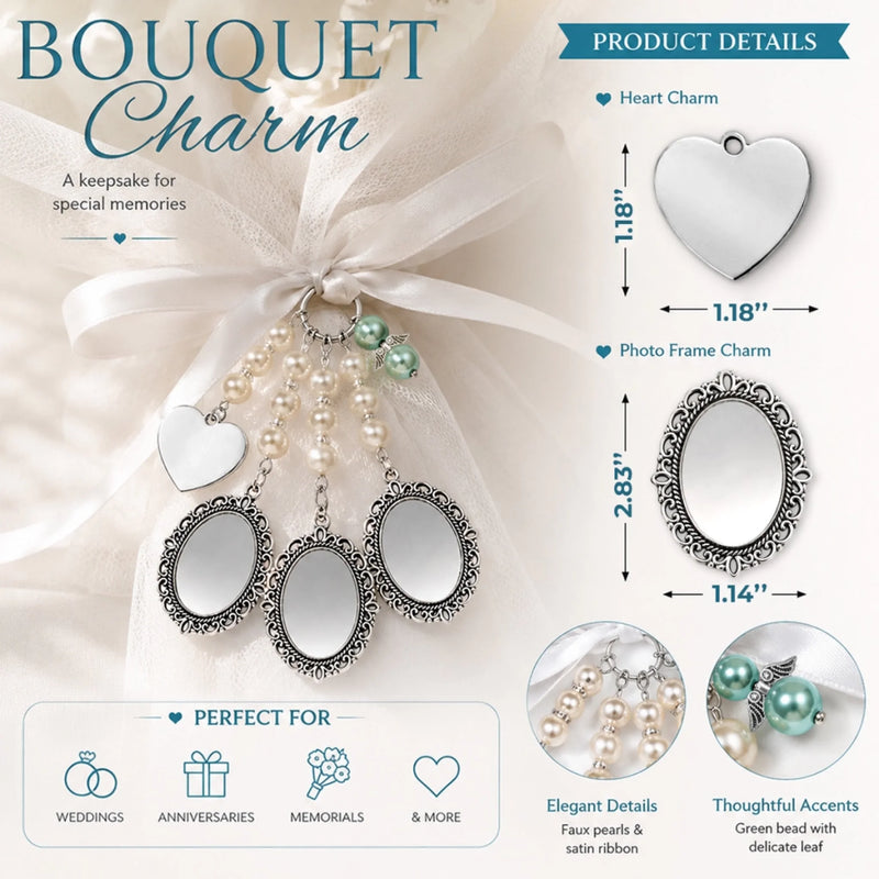 Custom Photo Bouquet Charm - Personalized Memorial Sympathy Gifts For Brides - Walking With Angels Today