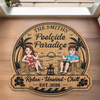 Custom Poolside Shaped Doormat - Personalized Summer Vacation And Travel Gifts For Husband And Wife, Him And Her - Home Sweet Poolside Home