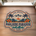 Custom Poolside Shaped Doormat - Personalized Summer Vacation And Travel Gifts For Mom, Dad, Brother, Sister, Kids - Making Summer Memories