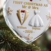 Custom Heart Glass Ornament - Personalized Anniversary Christmas Wedding Gifts For Husband And Wife, Him And Her - Our First Christmas Together