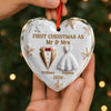 Custom Heart Glass Ornament - Personalized Anniversary Christmas Wedding Gifts For Husband And Wife, Him And Her - Our First Christmas Together