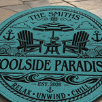 Custom Poolside Shaped Doormat - Personalized Summer Vacation And Travel Gifts For Mom, Dad, Brother, Sister, Kids - Sunshine Family Time