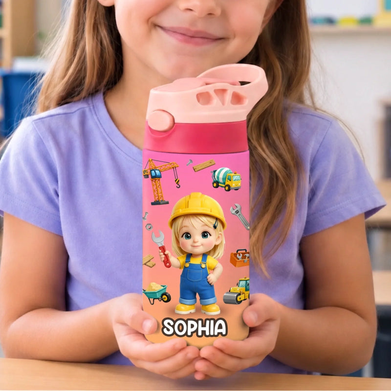 Custom Photo Kids Insulated Water Bottle - Personalized Back To School Gifts For Kids - Little Fixer