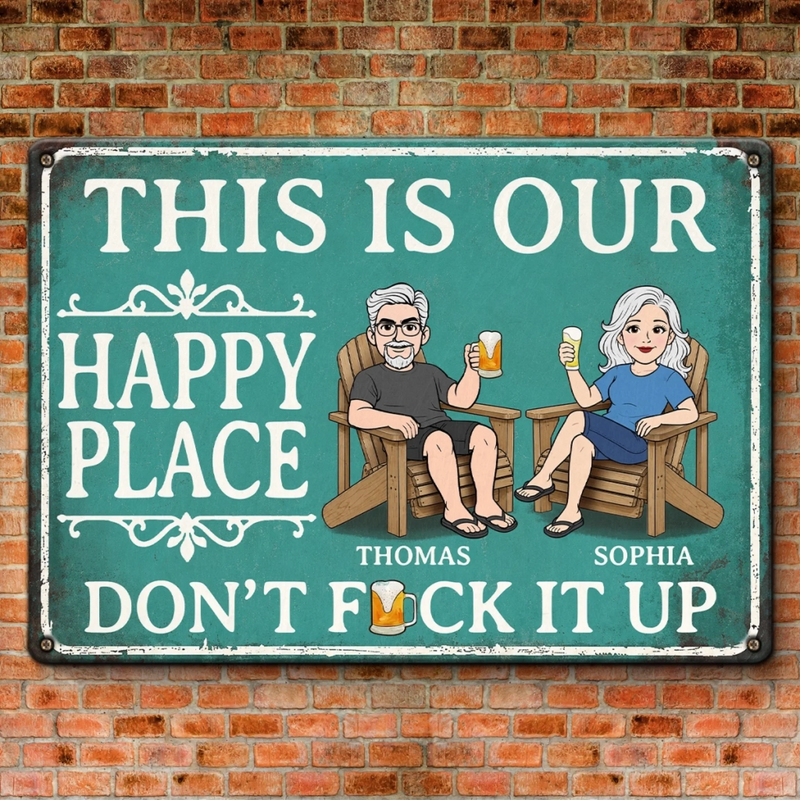 Custom Home Decor Metal Sign - Personalized Summer Vacation And Travel Gifts For Husband And Wife, Him And Her - Chilling Poolside With My Favorite