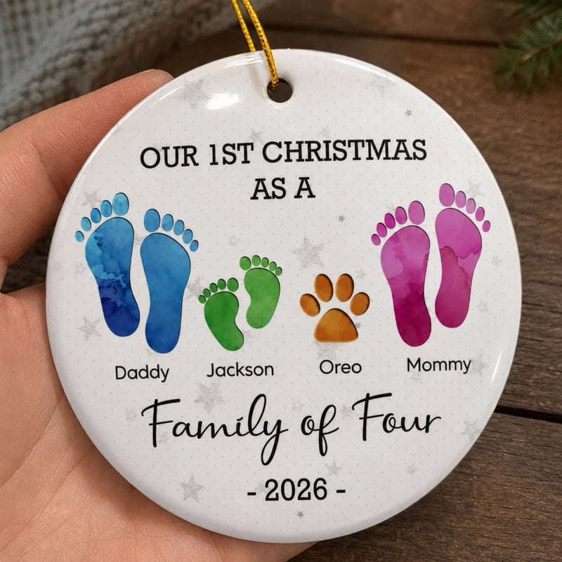 Every Christmas Together Is A New Chapter - Family Personalized Custom Ornament - Ceramic Round Shaped - Christmas Gift For Family Members, First Christmas
