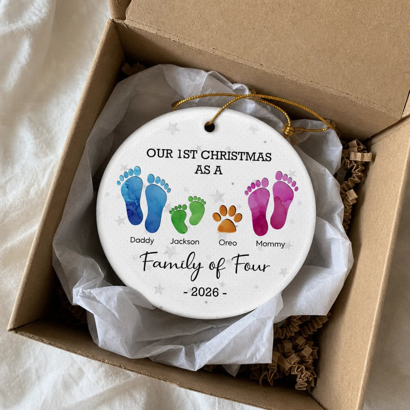 Every Christmas Together Is A New Chapter - Family Personalized Custom Ornament - Ceramic Round Shaped - Christmas Gift For Family Members, First Christmas