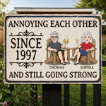 Custom Home Decor Metal Sign - Personalized Summer Vacation And Travel Gifts For Husband And Wife, Him And Her - Decades Of Love And Bickering