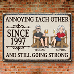 Custom Home Decor Metal Sign - Personalized Summer Vacation And Travel Gifts For Husband And Wife, Him And Her - Decades Of Love And Bickering