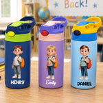 Custom Kids Insulated Water Bottle - Personalized Back To School Gifts For Kids - Ready To Learn