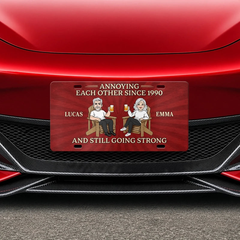 Custom License Plate - Personalized Anniversary Wedding Gifts For Husband And Wife, Him And Her   - Two Hearts, One Home