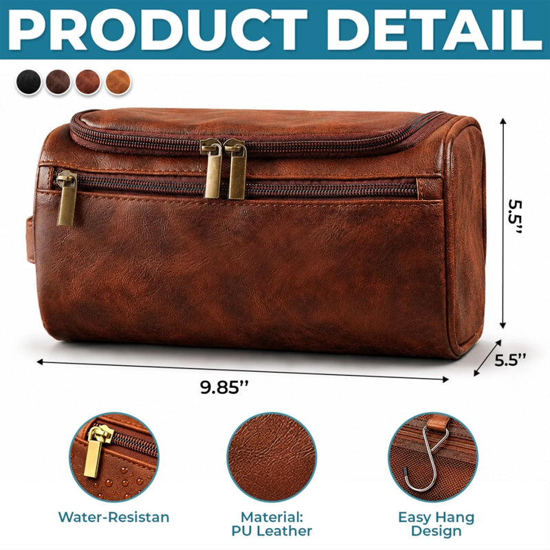 Custom Leather Toiletry Bag - Personalized Birthday Gifts For Son - Believe In Yourself
