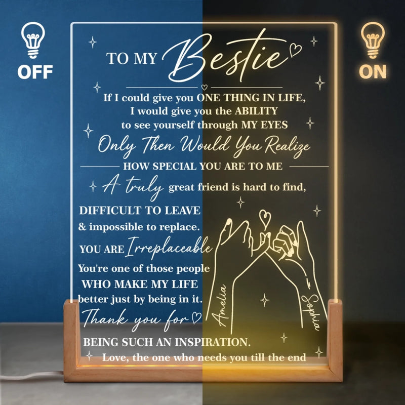 Custom Shaped 3D LED Walnut Night Light - Personalized  Best Friend Birthday Gifts For Women, Besties, Sisters, BFF - Light Up Your World, Bestie