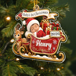 Custom First Christmas Acrylic Ornament - Personalized Christmas Baby Shower, Gender Reveal Gifts For New Moms, New Dads, New Parents - Tiny Miracle Big Joy