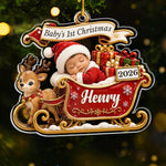 Custom First Christmas Acrylic Ornament - Personalized Christmas Baby Shower, Gender Reveal Gifts For New Moms, New Dads, New Parents - Tiny Miracle Big Joy