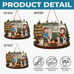 Custom Wood Sign - Personalized Birthday Camping Gifts For Campers, Husband And Wife, Dog Cat Lovers - Happy Campers And Furry Friends