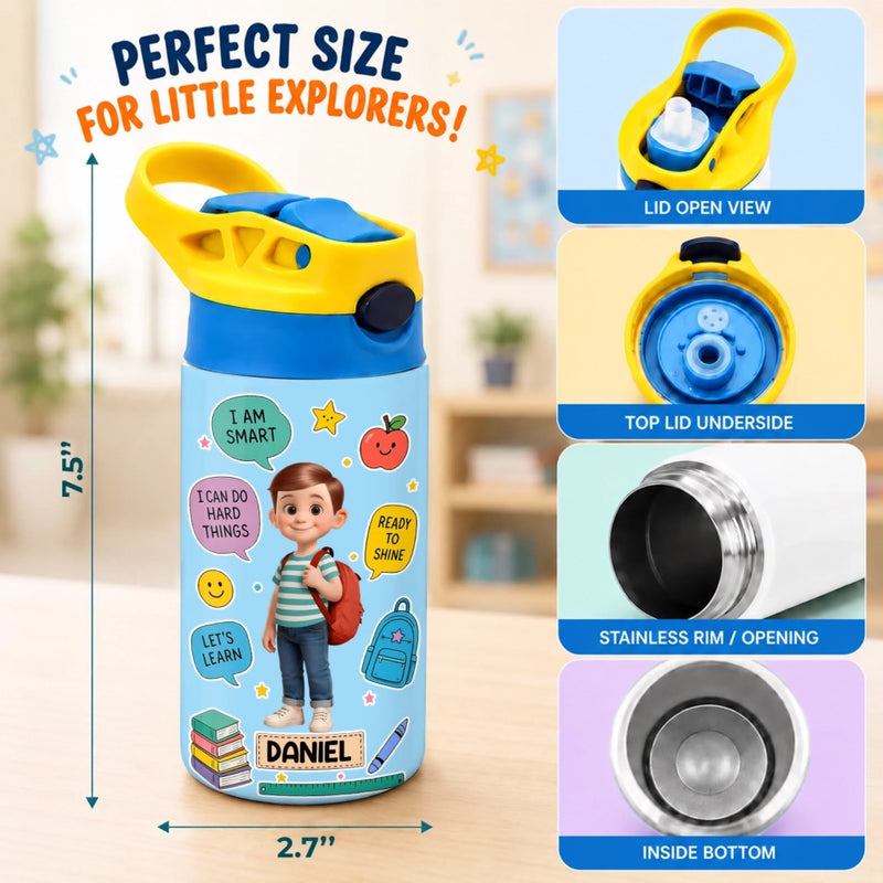 Custom Kids Insulated Water Bottle - Personalized Back To School Gifts For Kids - Ready For A Great Year