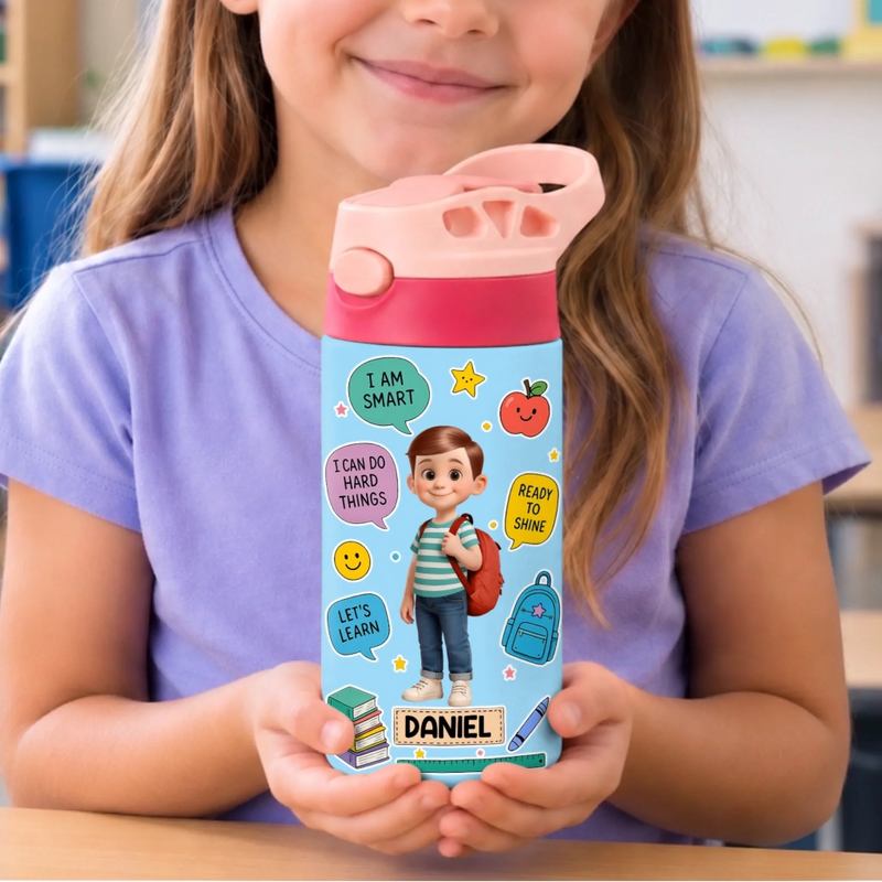 Custom Kids Insulated Water Bottle - Personalized Back To School Gifts For Kids - Ready For A Great Year
