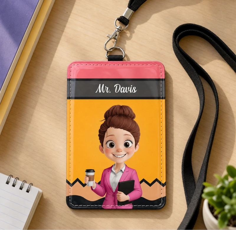 Custom Leather Badge Holder - Personalized Teacher Appreciation, Back To School Gifts For Teachers - Rocking The Teacher Life Daily